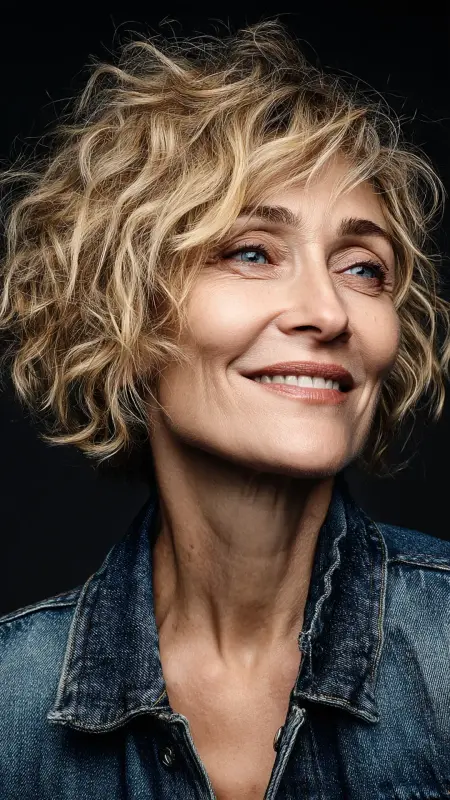 Wavy Pixie with Side Part -  Pixie Cut Hairstyles For Older Women 