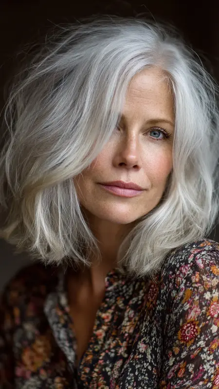 Wispy Shoulder-Length Layers -  medium length hair for women over 50 