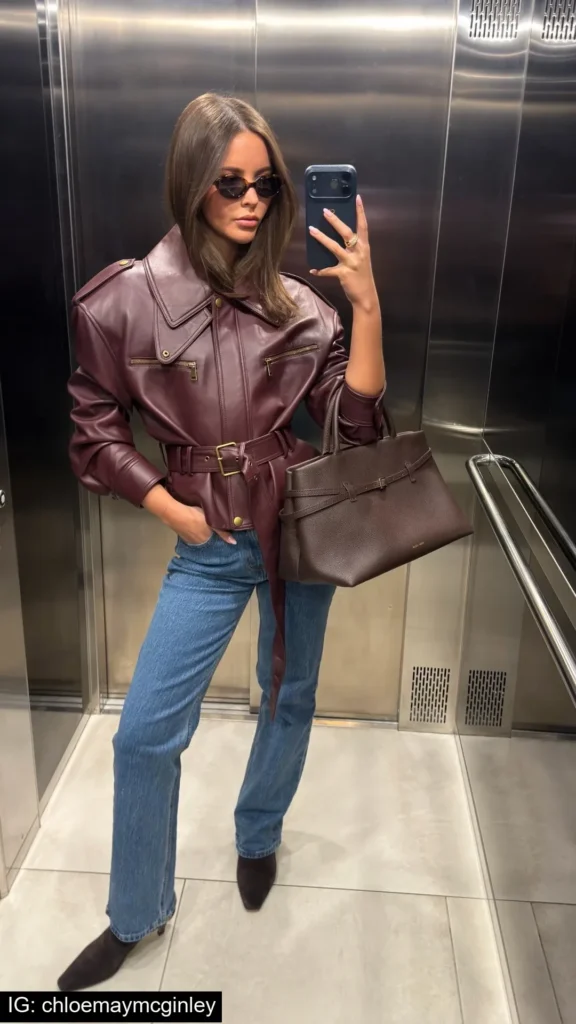 Stylish 10+ Burgundy Leather Jacket Outfit Ideas