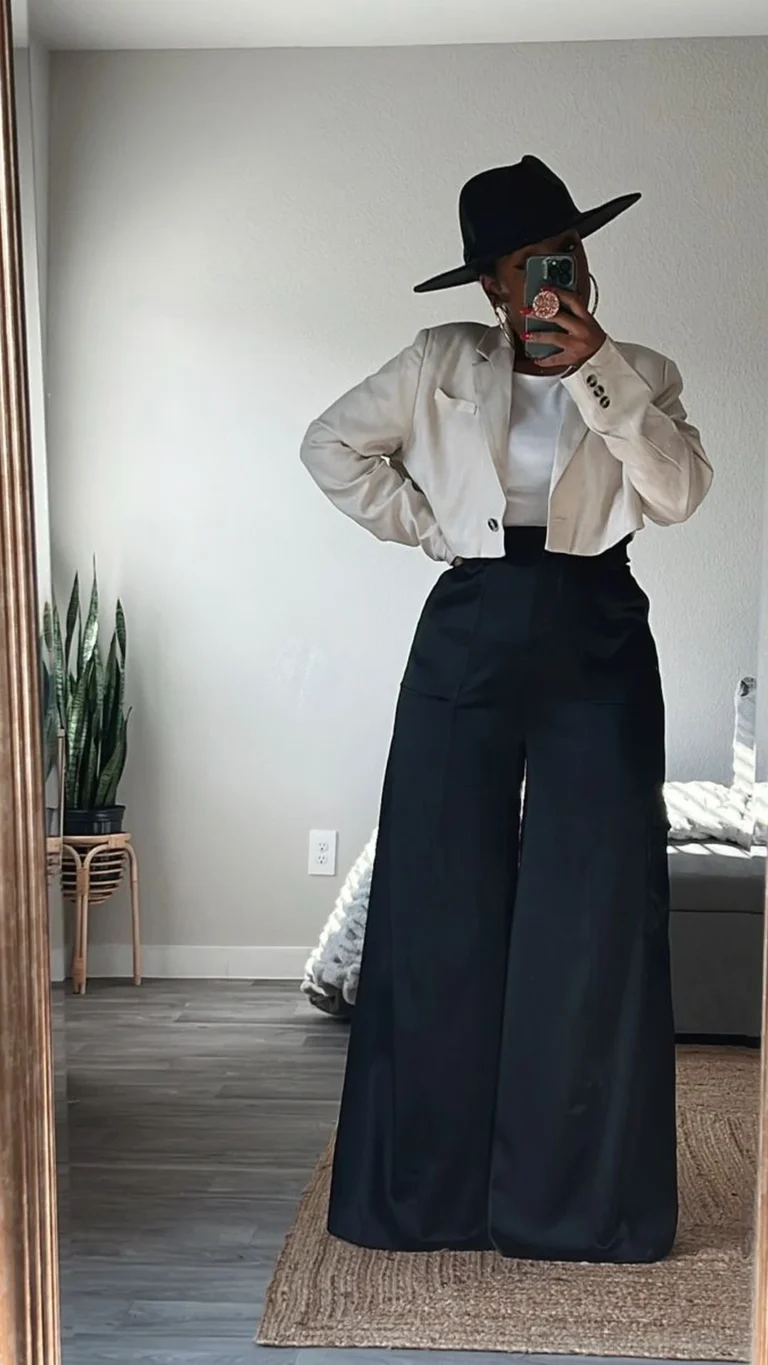 wide leg pants outfit 1