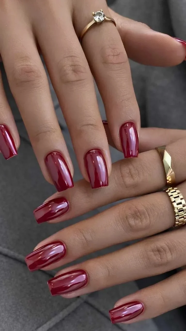 cherry chrome nails 1