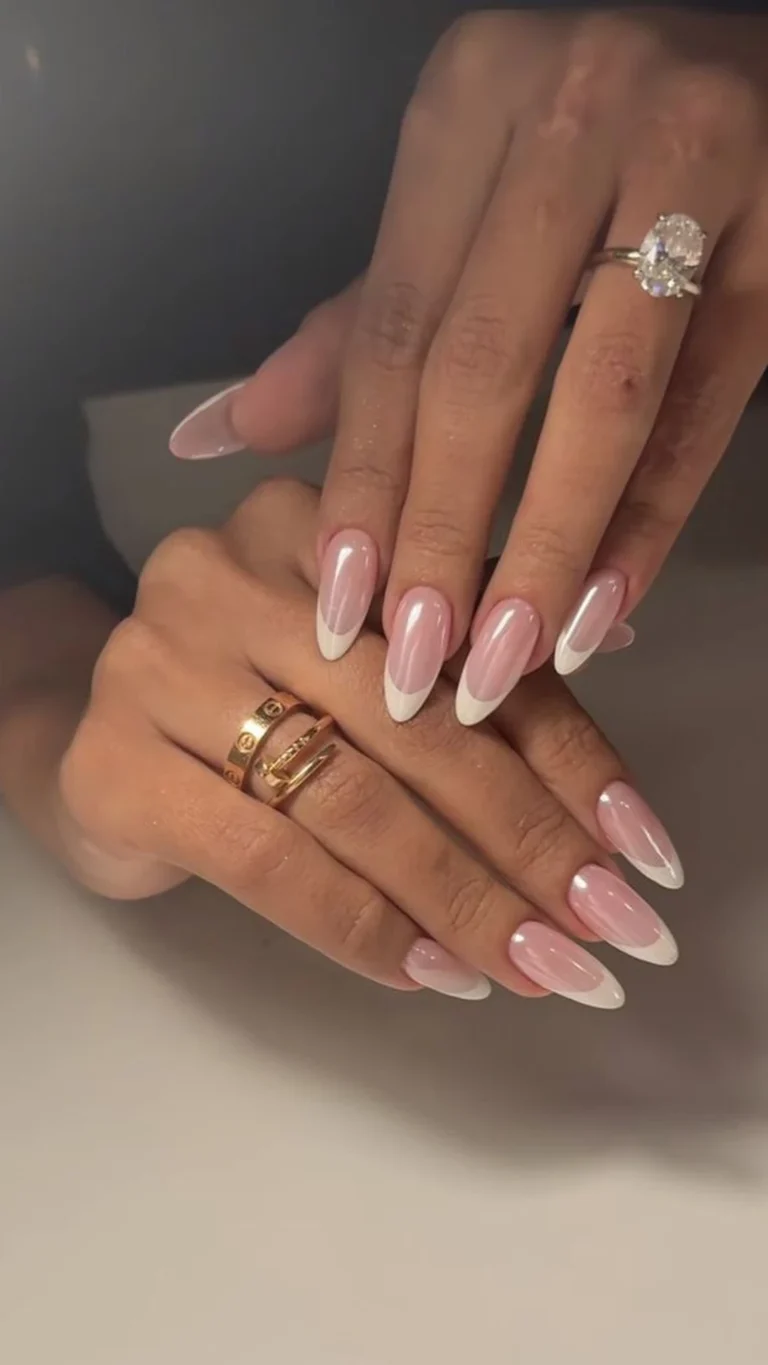 chrome french nails 1