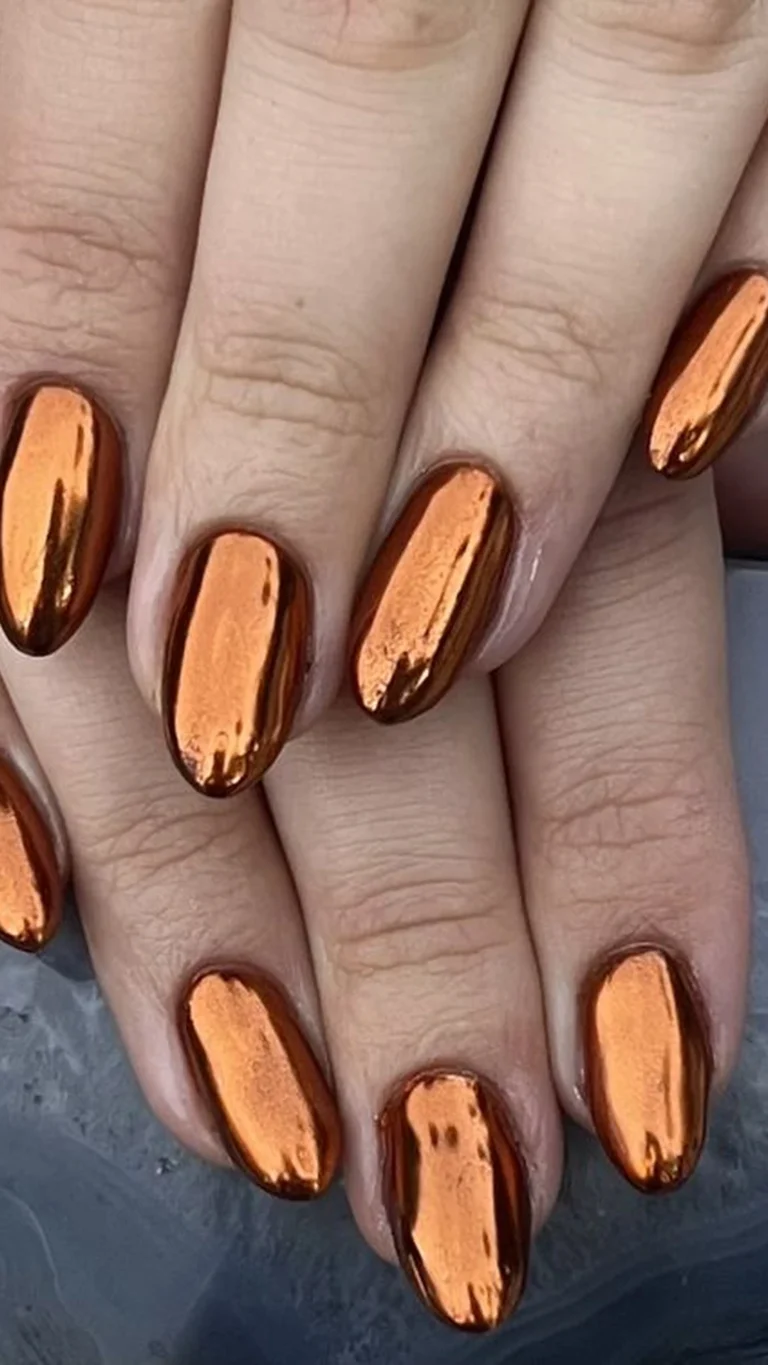 fall chrome nails 1