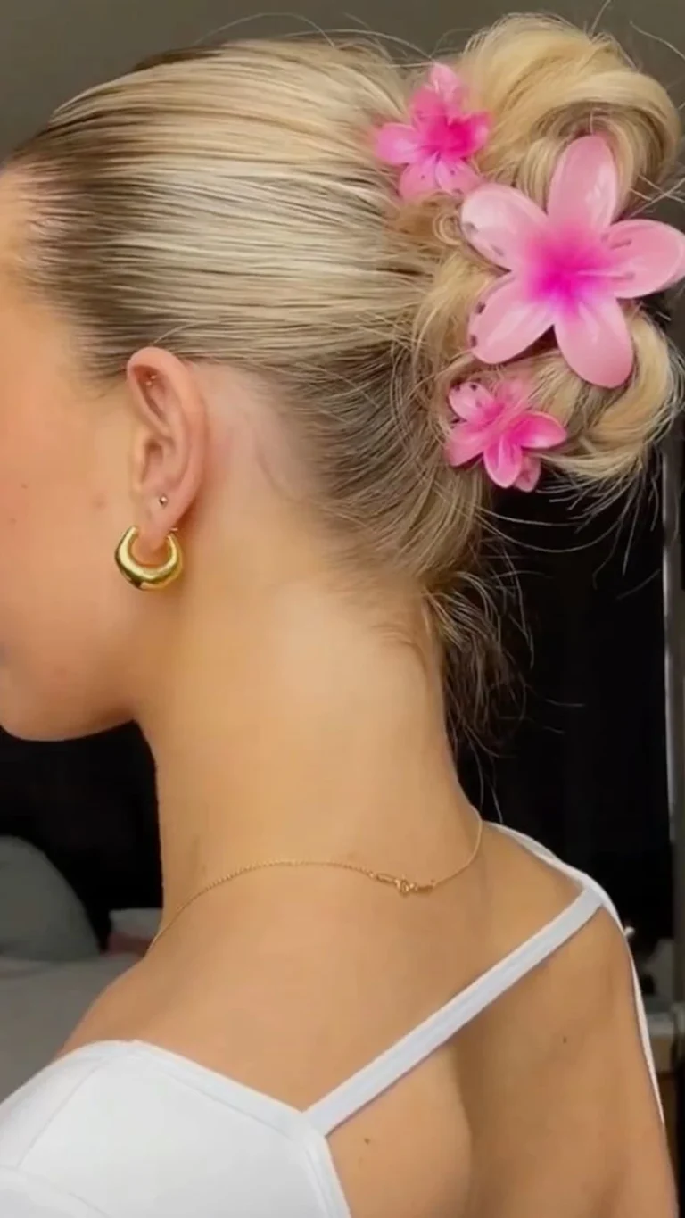 flower claw clip hairstyles 1