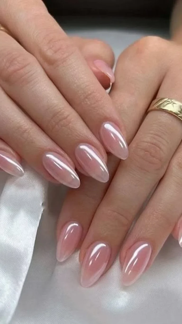 light pink chrome nails 1