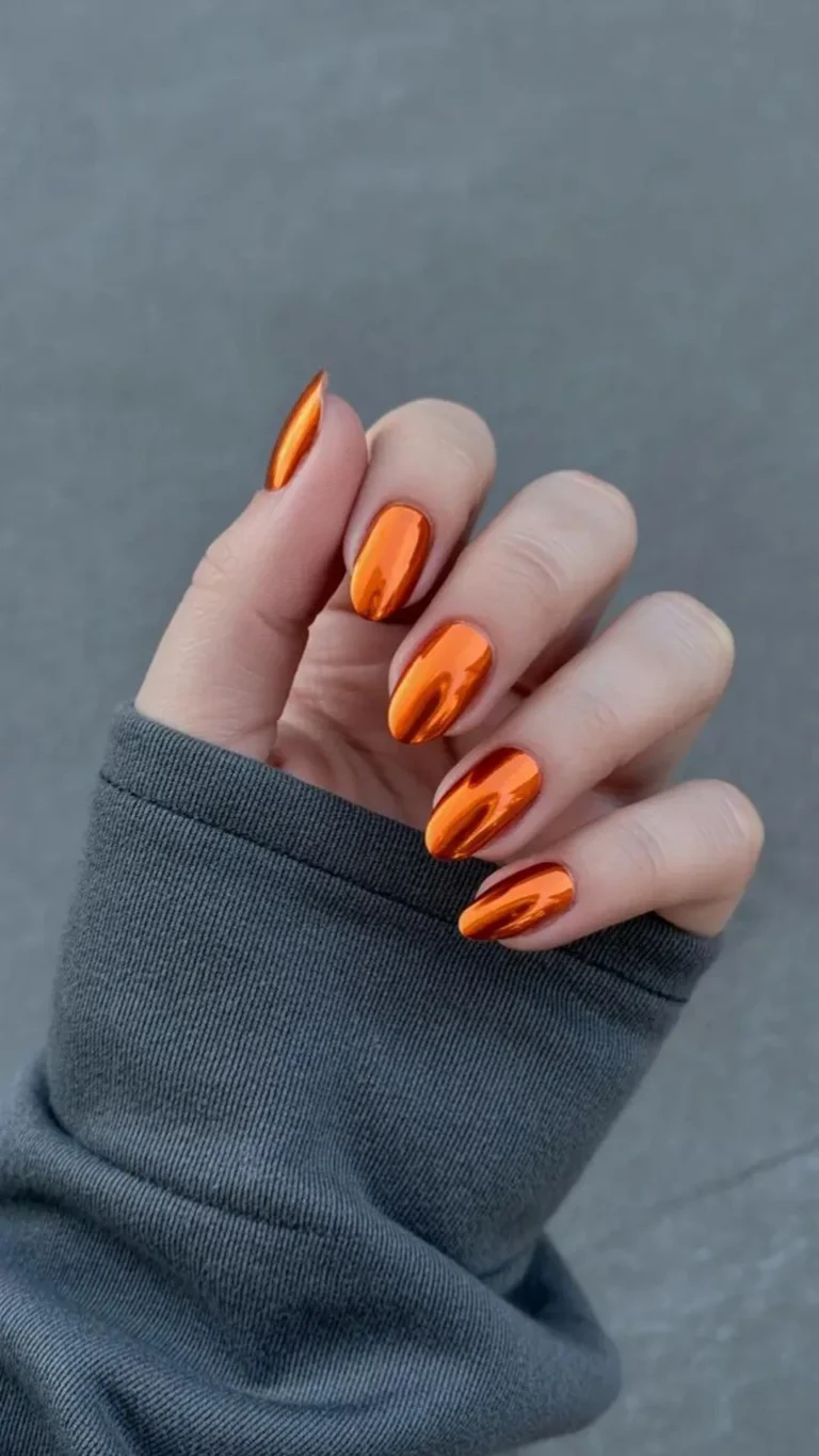 orange chrome nails 1