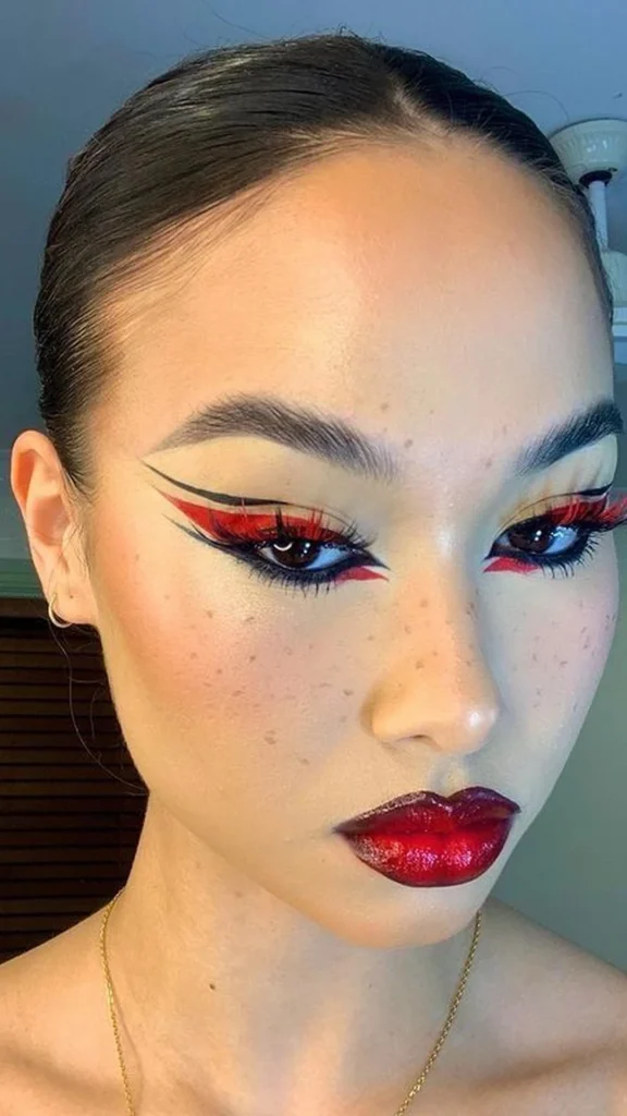 Bold 10+ Red Graphic Eyeliner Styles That Pop