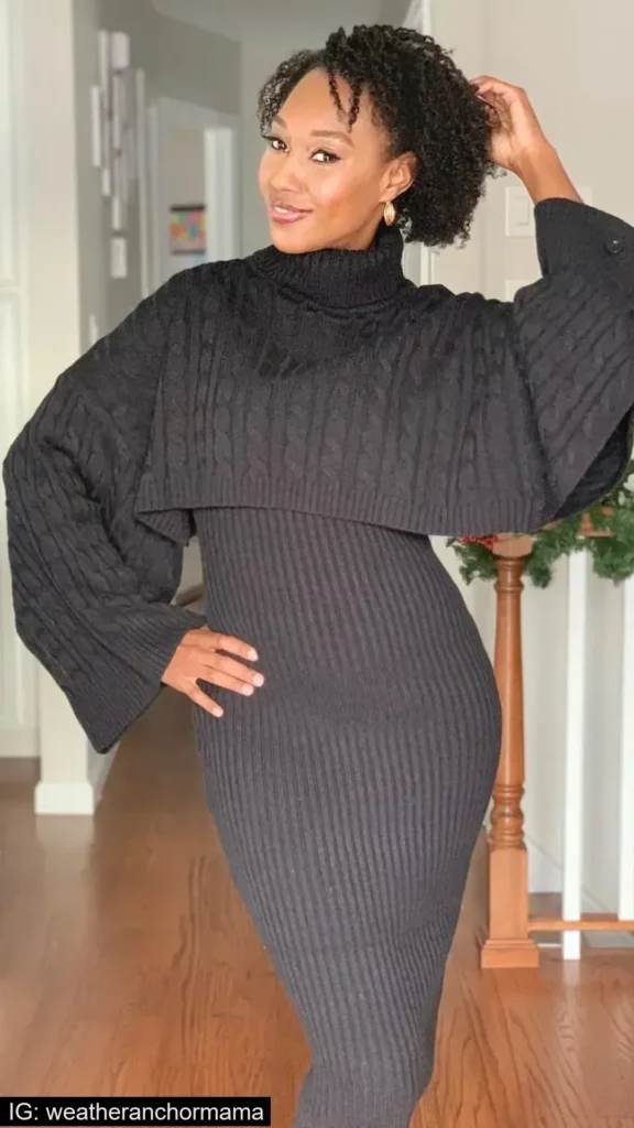Stunning 30+ Black Sweater Dress Outfit Ideas